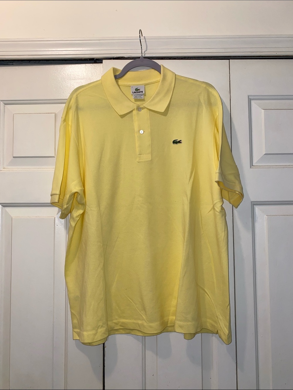 Lacoste Men's Light Yellow Pique Polo with Crocodile Logo